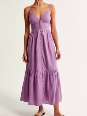 Abercrombie & Fitch Mauve Linen-Cotton Maxi Dress